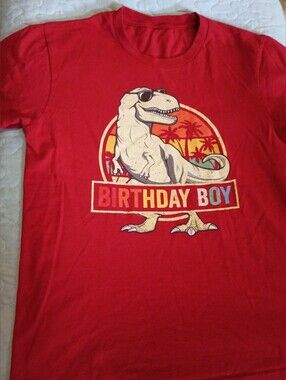 Birthday Boy Red Dino Graphic Tee - Kids